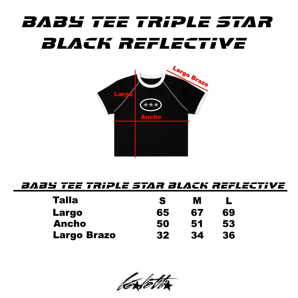 Baby Tee Triple Star Black Reflective