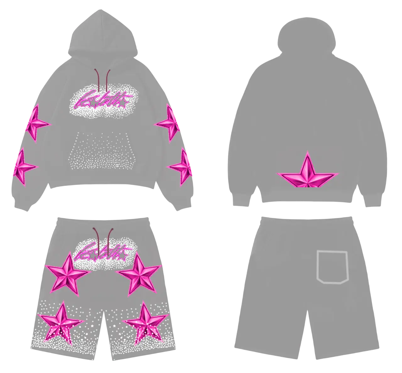 Set Hoodie y Short Dawn Star Drip Rose — Kaletta Kaletta