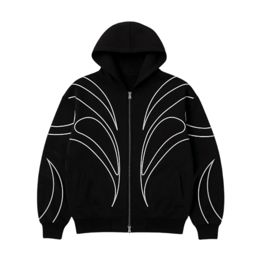 Zip Hoodie Pigeon Leaf Black — Streetwear