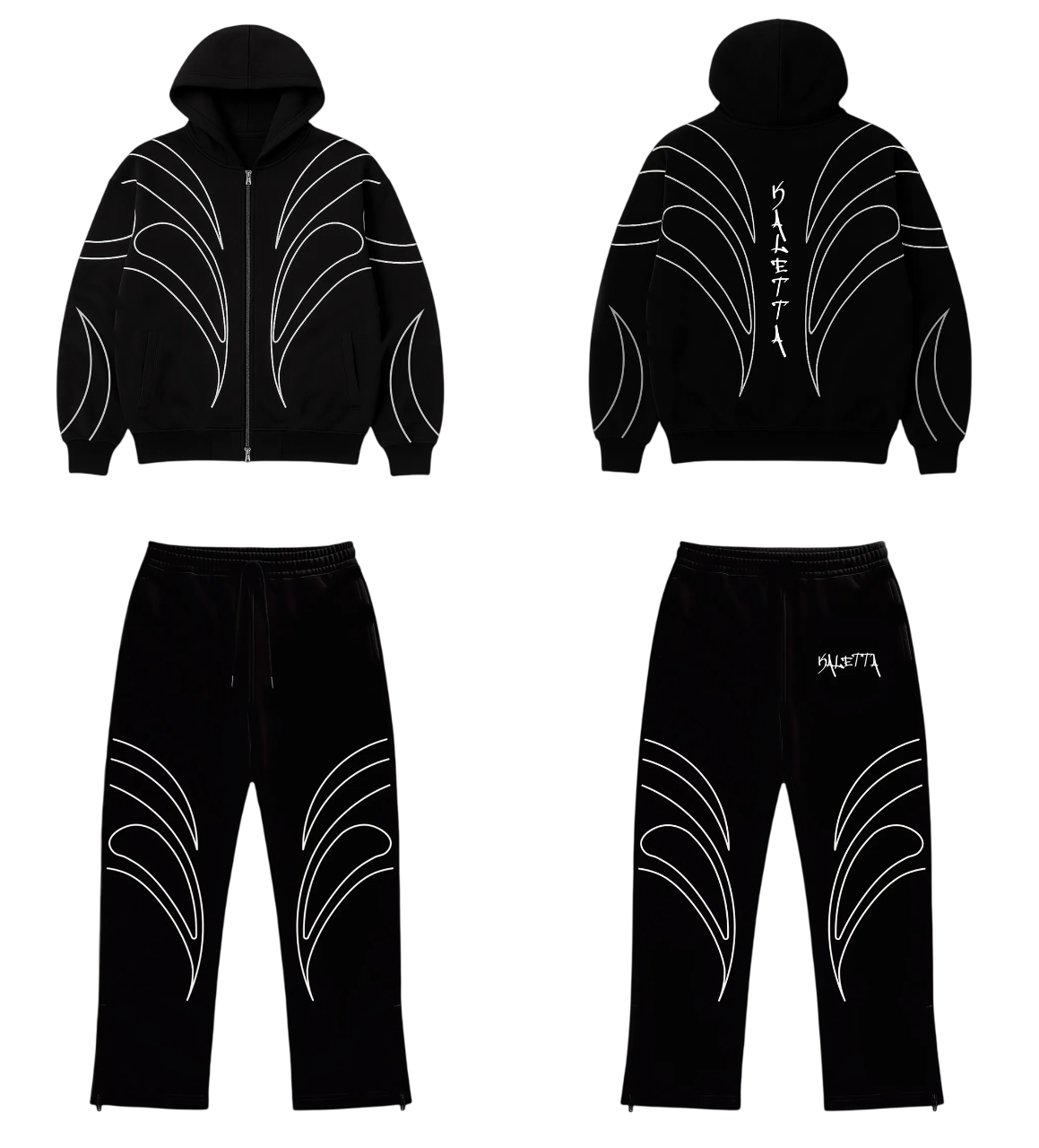 Conjunto Pigeon Leaf Zip Hoodie y Buzo Black — Streetwear