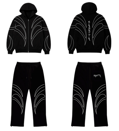 Conjunto Pigeon Leaf Zip Hoodie y Buzo Black — Streetwear