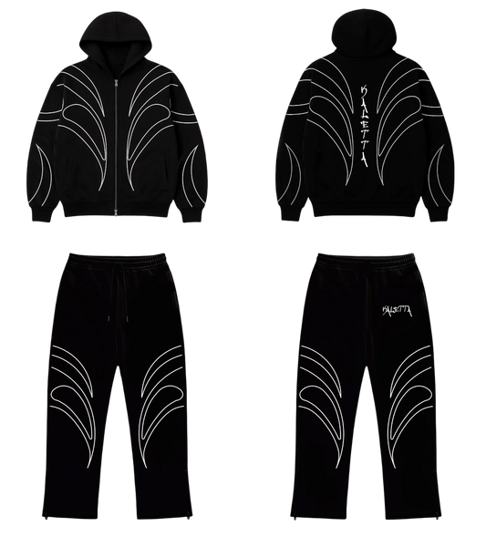 Conjunto Pigeon Leaf Zip Hoodie y Buzo Black — Streetwear