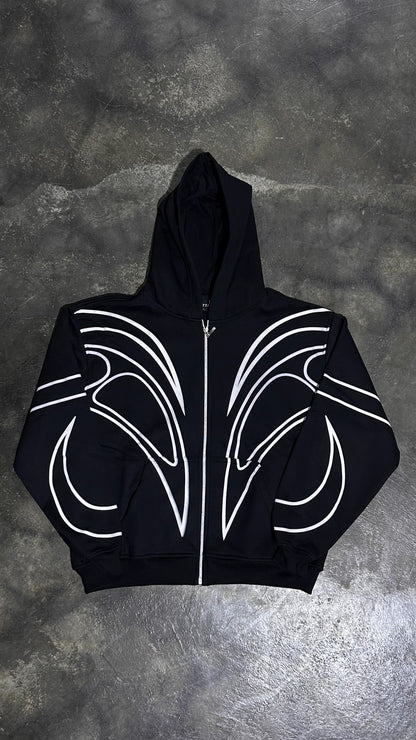 Zip Hoodie Pigeon Leaf Black — Streetwear