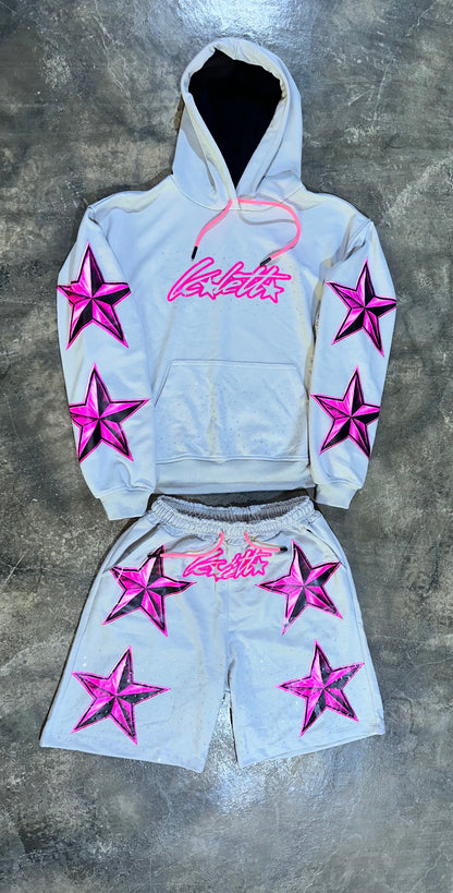 Conjunto Pedreria Hoodie y Short Dawn Star Rose — Drip