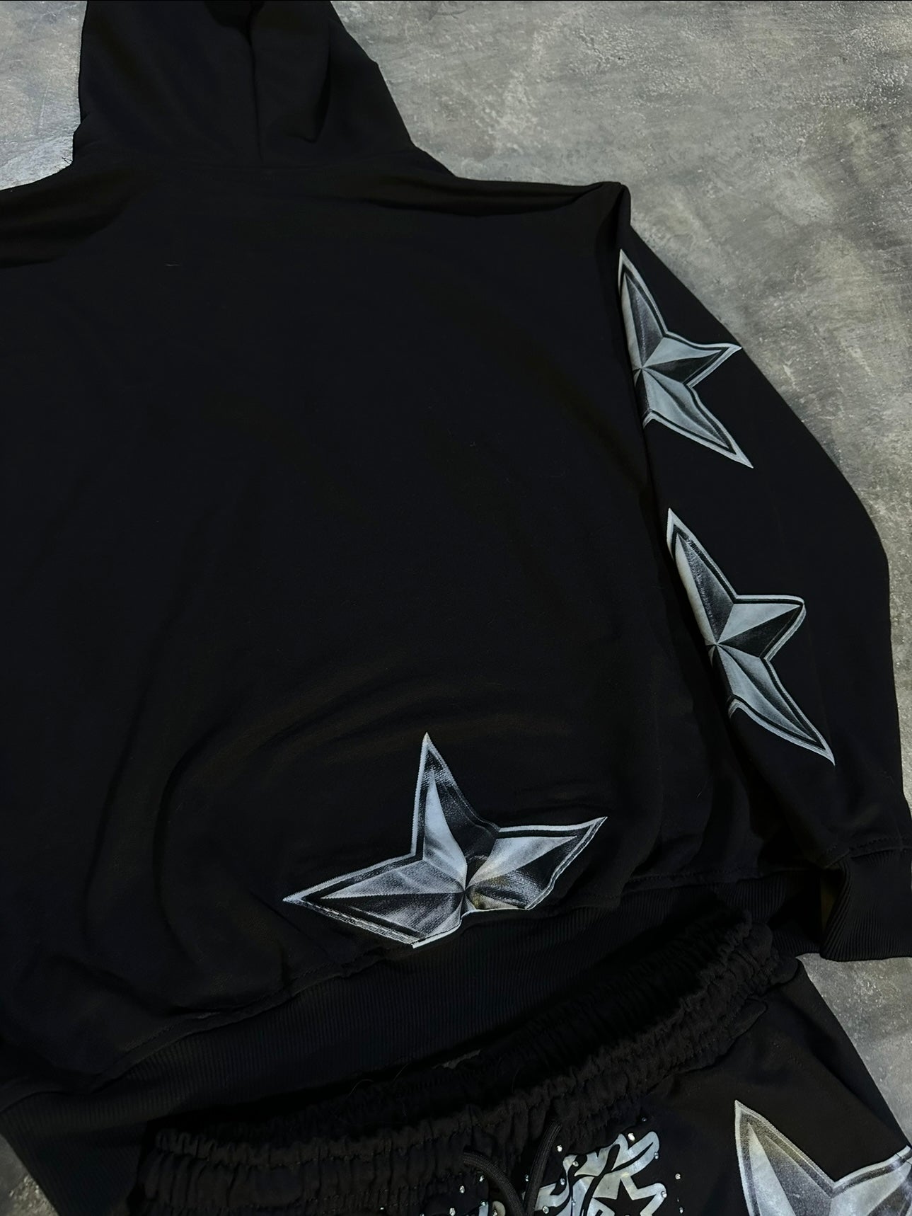 Conjunto Pedreria Hoodie y Short Dawn Star Black — Drip