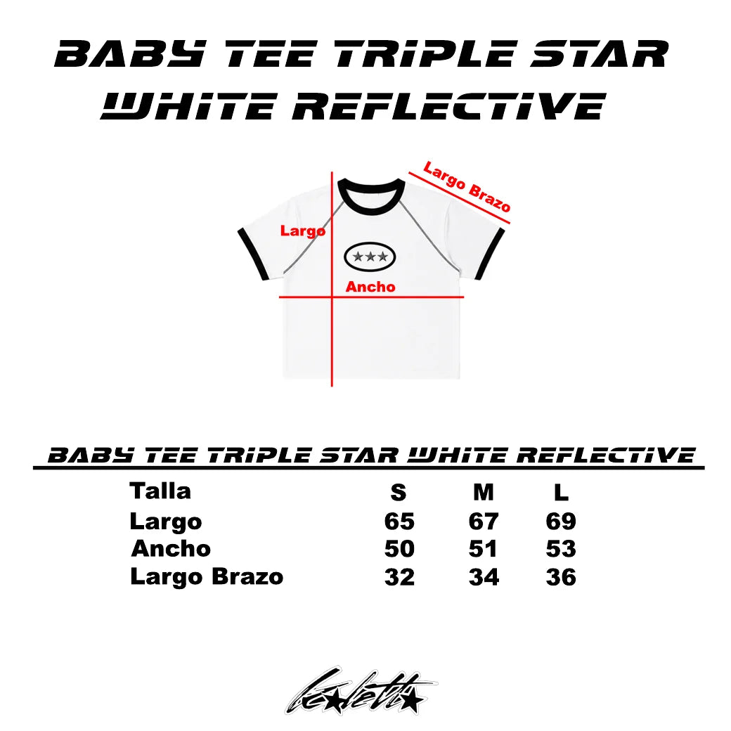 Baby Tee Triple Star White Reflective