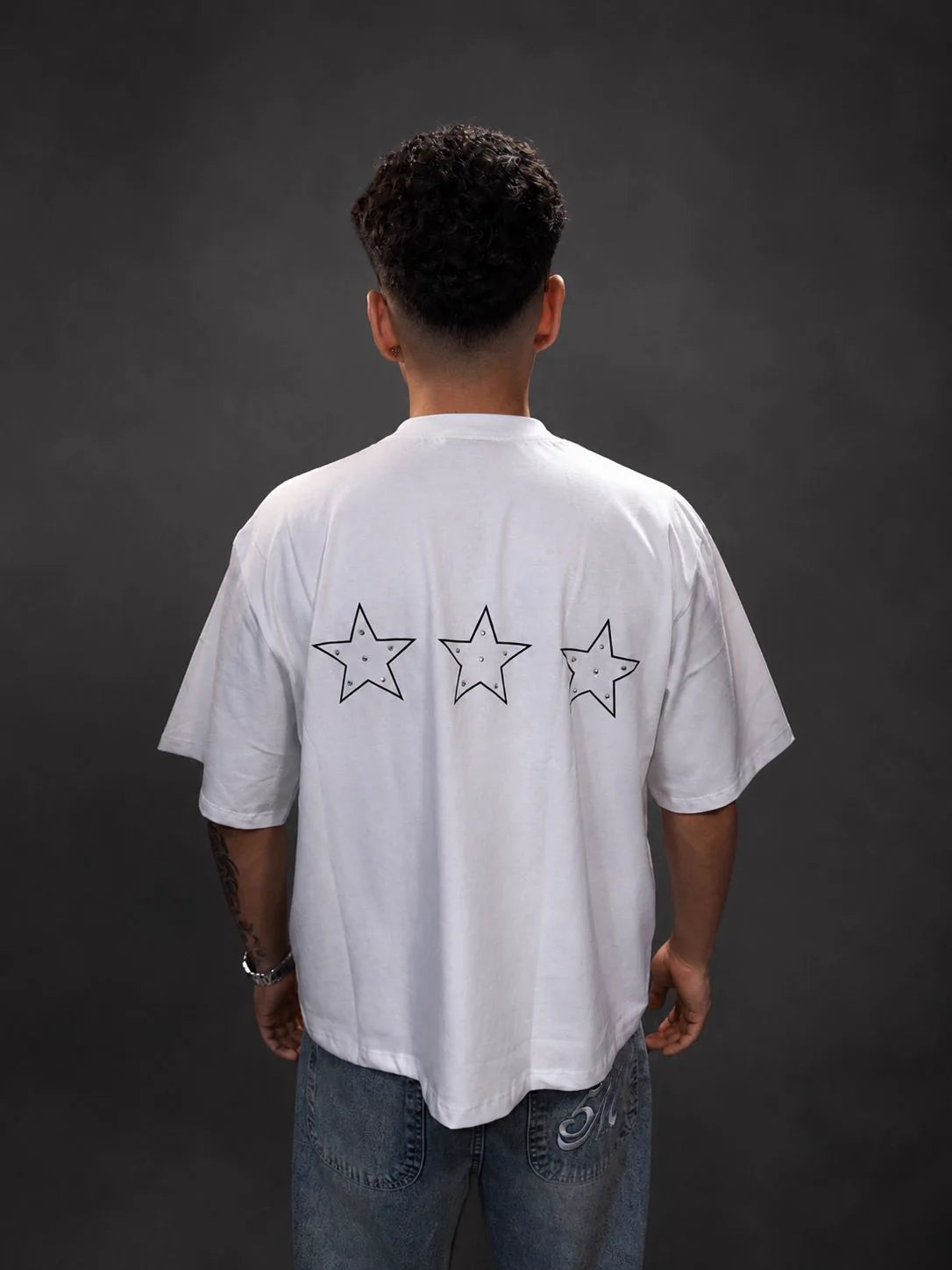 Polo Boxy Fit Triple Star White Blue