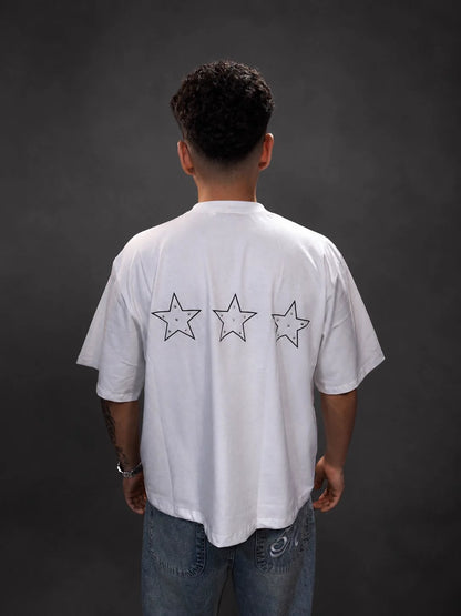 Polo Boxy Fit Triple Star White Blue