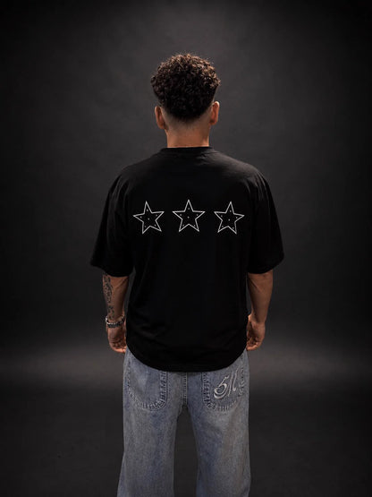 Boxy Fit Triple Star Black Red