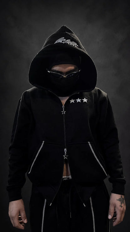 Zip Hoodie Triple Star Black
