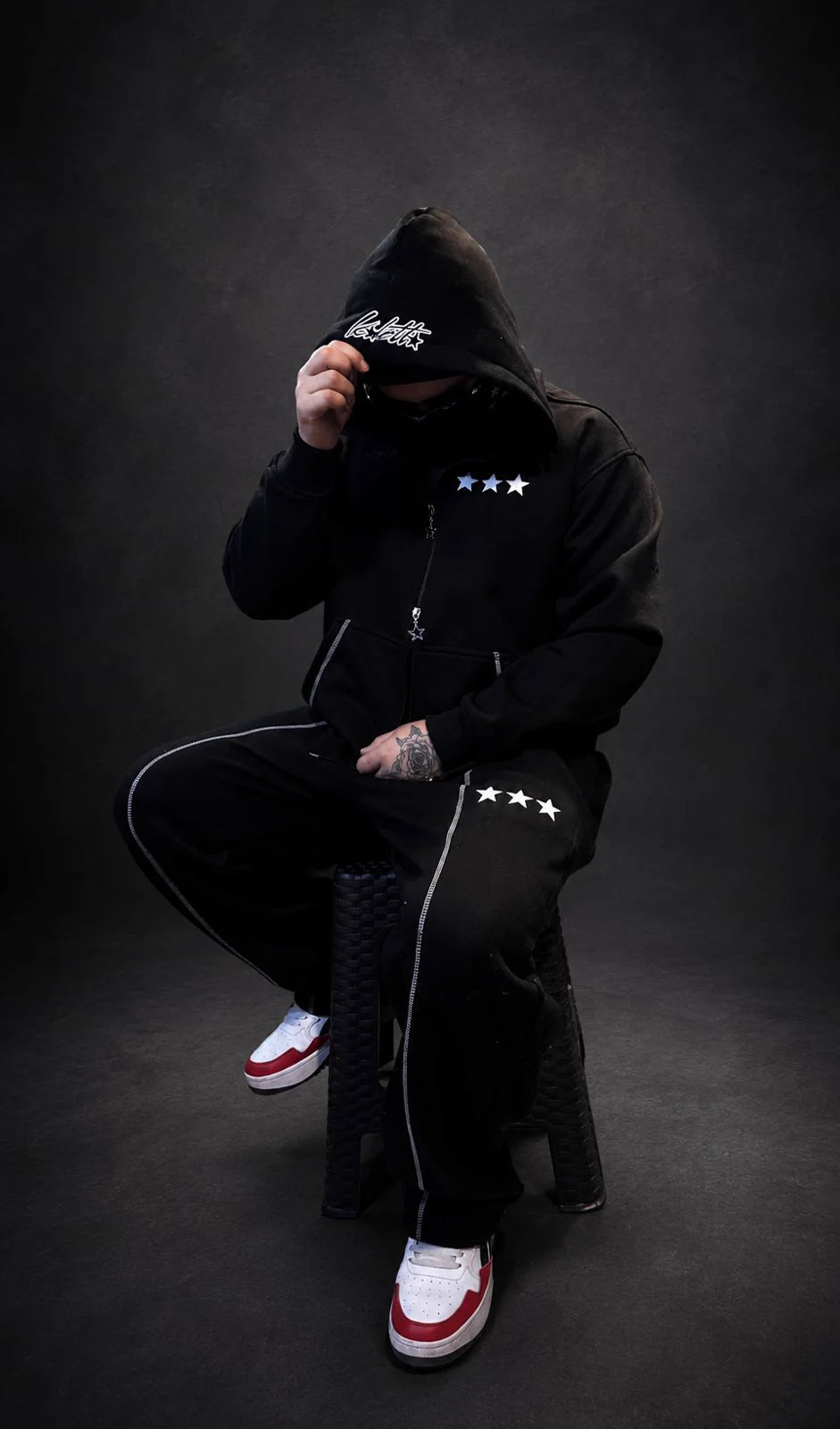 Zip Hoodie Triple Star Black