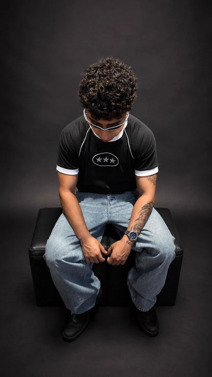 Baby Tee Triple Star Black Reflective