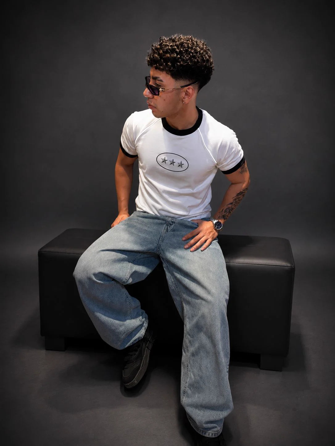 Baby Tee Triple Star White Reflective