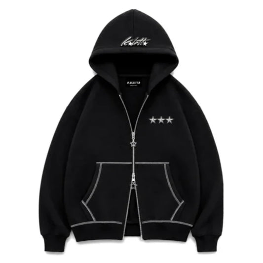 Zip Hoodie Triple Star Black