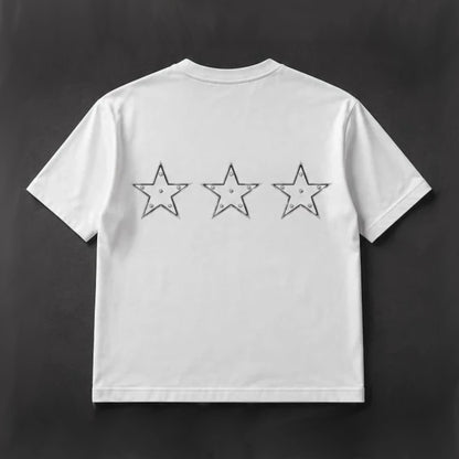 Polo Boxy Fit Triple Star White Blue